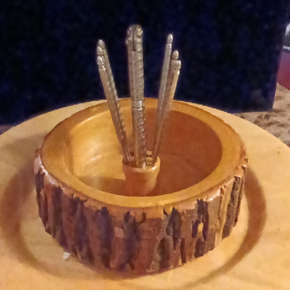 Mid-Century Modern Hand Turned Nut Bowl
